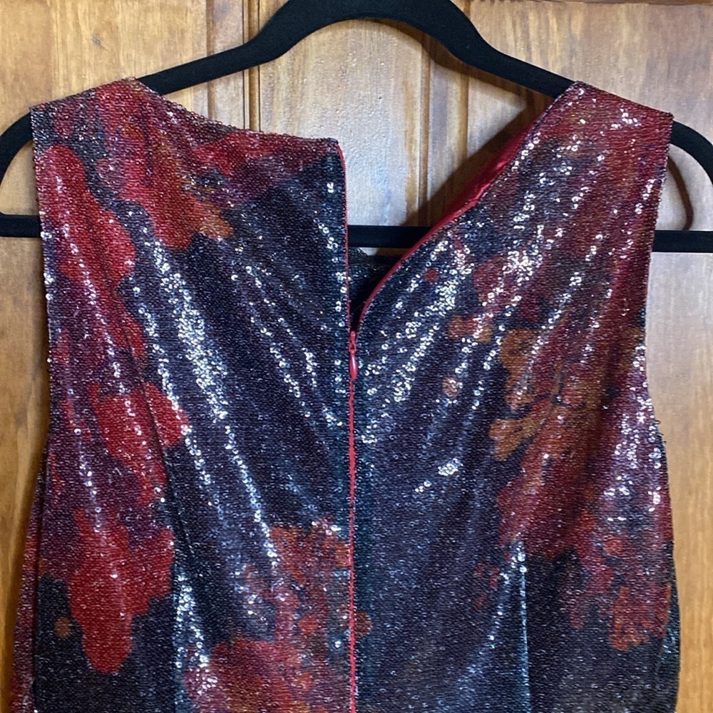 Elie Tahari Lori China Red Multi Sequin Sleeveless Shift Cocktail Dress Sz 14 - Picture 8 of 13